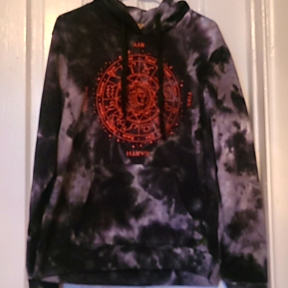 Grey, red zodiac hoodie, with front pocket